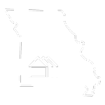 White Missouri Portable Buildings logo