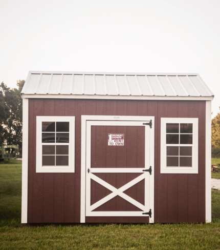 maroon garden shed