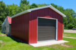 outside view of a red metal shed