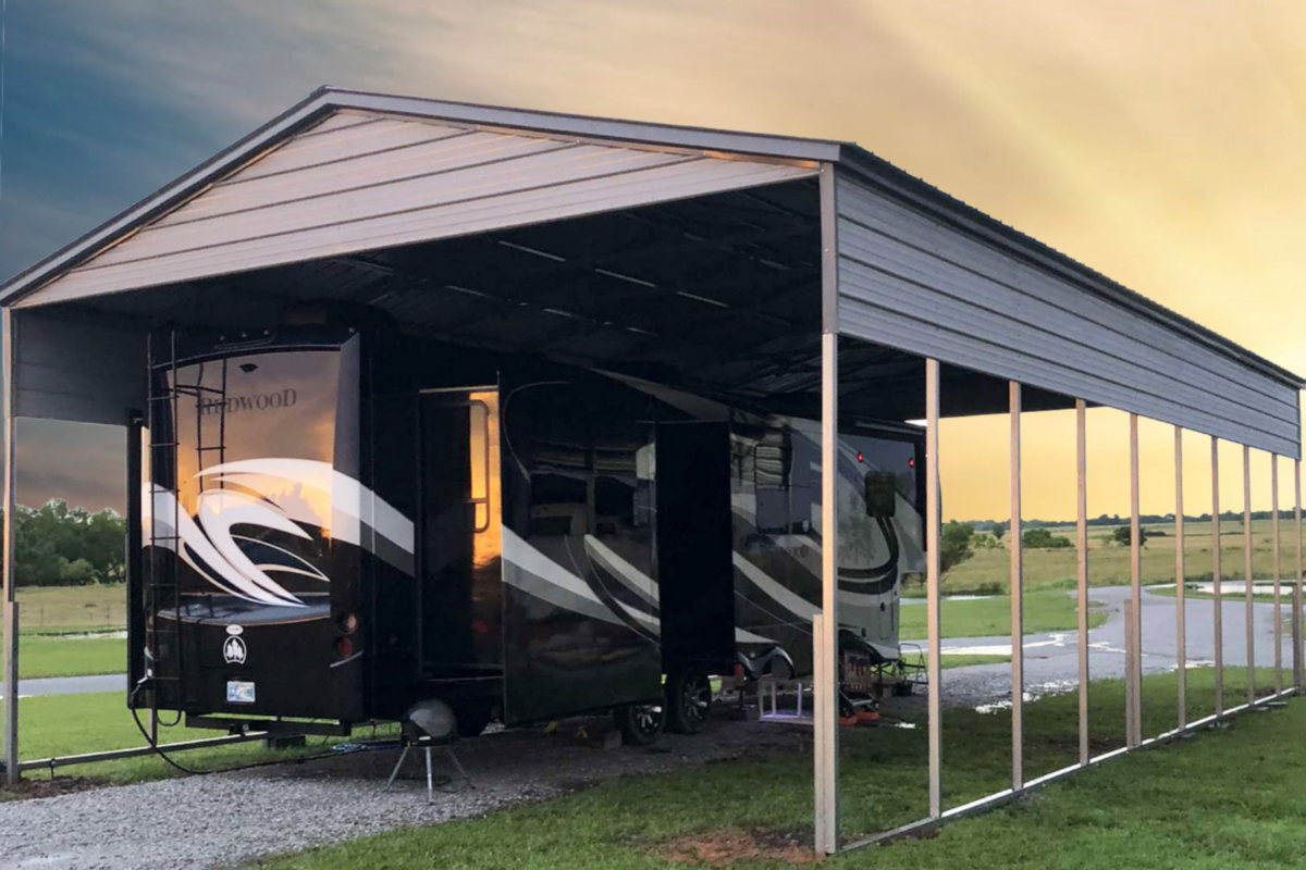 Carport covering an R.V.